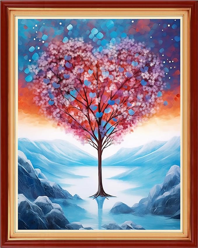 Redxing Stamped Cross Stitch Kits Embroidery kit for Beginners Adults Full Range of Embroidery Patterns Starter Kits DIY Printed Cross Stitch Kits Needlepoint Kits 11CT-Love Tree 16x20 inch