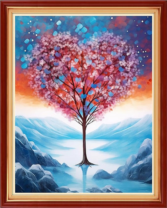 Redxing Stamped Cross Stitch Kits Embroidery kit for Beginners Adults Full Range of Embroidery Patterns Starter Kits DIY Printed Cross Stitch Kits Needlepoint Kits 11CT-Love Tree 16x20 inch
