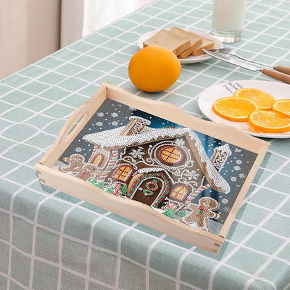 JZHYOAN Diamond Painting Trays for Adults, Special Brown House Creative Design, DIY Art Fruit Platters, Serving Tray for Party Supplies Home Decoration Serving Food Pantry Organization in Kitchen