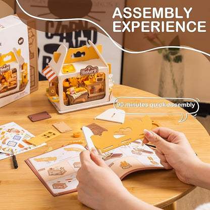 DIY Mini House Building Teddy Miniature Kit Breadbox, Miniverse Lifestyle Bookshelf Decoration, Cute Craft Kits for Women or Girls 14+, Kawaii Gifts Hobbies for Crafters (Teddy's Breadbox)