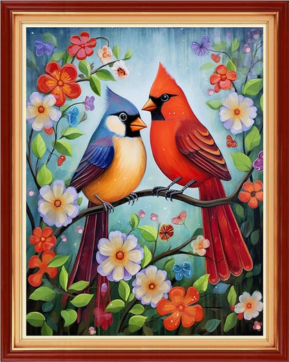 Redxing Stamped Cross Stitch Kits Embroidery kit for Beginners Adults Full Range of Embroidery Patterns Starter Kits DIY Printed Cross Stitch Kits Needlepoint Kits 11CT-Birds and Flowers 16x20 inch