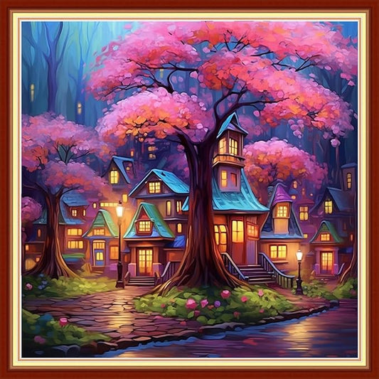 Artvxeay Stamped Cross Stitch Kits | Embroidery Kits for Beginners Craft Kit Needlepoint for Adults Supplies DIY 11CT-(Dream Cabin 18x18 inch)