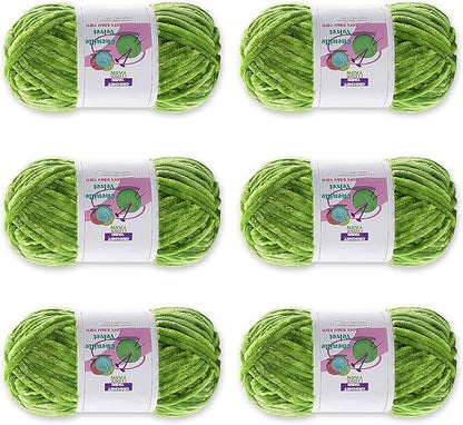 6 Skeins Velvet Chunky Yarn, Chenille for Crocheting and Hand Knitting, Blanket for Making Scarves and Knitting Projects - Amigurumi Crochet Yarns (6×3.5oz, 6×87.5yds)