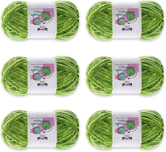 6 Skeins Velvet Chunky Yarn, Chenille for Crocheting and Hand Knitting, Blanket for Making Scarves and Knitting Projects - Amigurumi Crochet Yarns (6×3.5oz, 6×87.5yds)