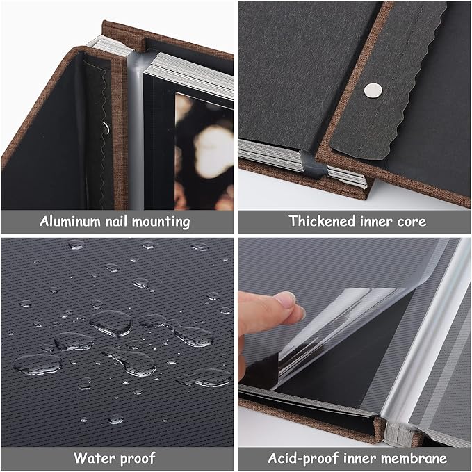 Zesthouse Photo Album Self Adhesive Pages, 60 Pages Magnetic Scrapbook Albums with Sticky Page, Photos Album Holds 8x10 & 5X7 & 4x6 & 6x8 & 3x5, Large Picture Book Ideal Gift for Family Wedding Baby