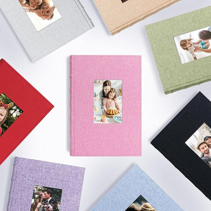 Vienrose Photo Album 4x6 300 Photos Linen Frame Cover with Memo Areas Photobook Large Capacity Slip-in Pictures Book for Wedding Baby Vacation, Black