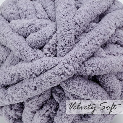ERLYEEN Chenille Chunky Yarn Super Bulky Soft Thick Fluffy Jumbo Giant Washable Polyester Big Yarn DIY for Arm Knit Blanket Cushion Bed Sofa Home Decor,Grey,1.1LB