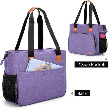 LUXJA Embroidery Project Carrying Case, Embroidery Kits Storage Bag (Bag Only), Purple