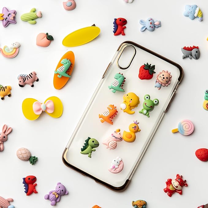 Slime Charms Cartoon Animal and Fruit Cute Set - Mixed Lot Assorted Fruit Resin Flatback Cute Sets for DIY Crafts Making,Decorations,Scrapbooking,Embellishments,Hair Clip 50pcs