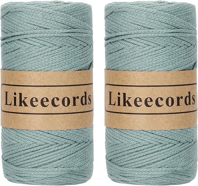 2 Skeins of 100% Cotton Crochet Bag Cord 2mm x 170m Macrame Cord 2mm Crochet Thread Macrame Rope Gift for Knitter (Grayish Blue)