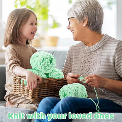 Buryeah 4 Pack Chunky Chenille Yarn for Crocheting Soft Thick Fluffy Yarn for Hand Knitting Bulky Velvet Blanket Plush for Weaving DIY Crafts Each 3.5 oz 55 Yards (Light Aqua)