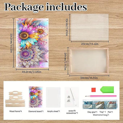 DoxQcs DIY Diamond Art Wooden Food Tray with Handle Diamond Painted Table Decoration Tray for Breakfast Bar Dinner Table Diamonds Art Painting for Beginners-Mandala-1