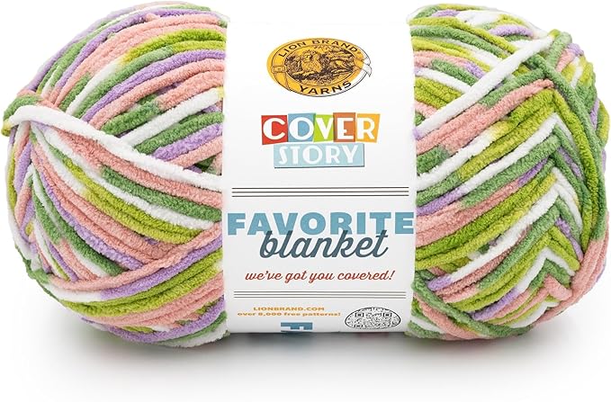 Lion Brand Yarn, Cover Story Favorite Blanket Yarn for Knitting and Crochet, 223 Yards, Bloom, 1 Pack
