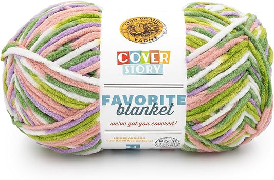 Lion Brand Yarn, Cover Story Favorite Blanket Yarn for Knitting and Crochet, 223 Yards, Bloom, 1 Pack