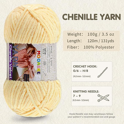 3 * 100g Chunky Yarn for Crocheting and Knitting - Easy to Use Plush Chenille Super Bulky Yarn 393yds - Ultra Soft Velvet Baby Blanket Yarn for Beginners & Amigurumi Projects, Red