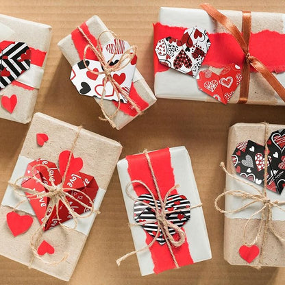 Fainne 40 Sheet 12 x 12 Inch Valentine‘S Day Scrapbook Paper Double Sided Scrapbook Specialty Paper Black Red Heart Love Printed for DIY Handmade Crafting Home Party Decor Card Making