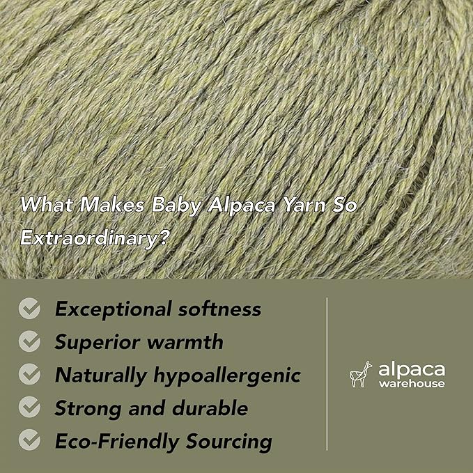 100% Baby Alpaca Yarn Wool Set of 3 Skeins (150 Grams) DK Weight - Made in Peru - Heavenly Soft and Perfect for Knitting and Crocheting (Soft Mint, DK)