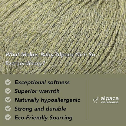 100% Baby Alpaca Yarn Wool Set of 3 Skeins (150 Grams) DK Weight - Made in Peru - Heavenly Soft and Perfect for Knitting and Crocheting (Soft Mint, DK)