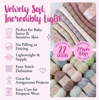 Chenillique Velvet Chenille Yarn for Crocheting, 4-Pack (856Yds / 400G), Free Patterns, Beginners Friendly - Soft Baby Yarn for Knitting Baby Blanket - #4 Medium Worsted Weight - Pink Sorbet