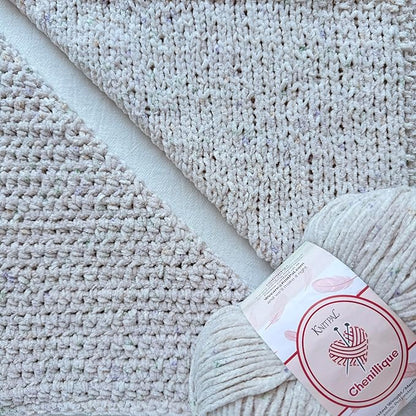 Chenillique Velvet Chenille Yarn for Crocheting, 4-Pack (856Yds / 400G), Free Patterns, Beginners Friendly - Soft Baby Yarn for Knitting Baby Blanket - #4 Medium Worsted Weight - Rose Flecks