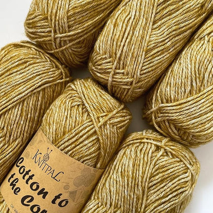 Cotton to The Core Cotton Yarn for Crocheting, 6-Pack (852 Yds / 300G), Free Patterns, Beginners Friendly - Soft Baby Yarn for Knitting - 3 DK Light Worsted Weight - Butterscotch Brown