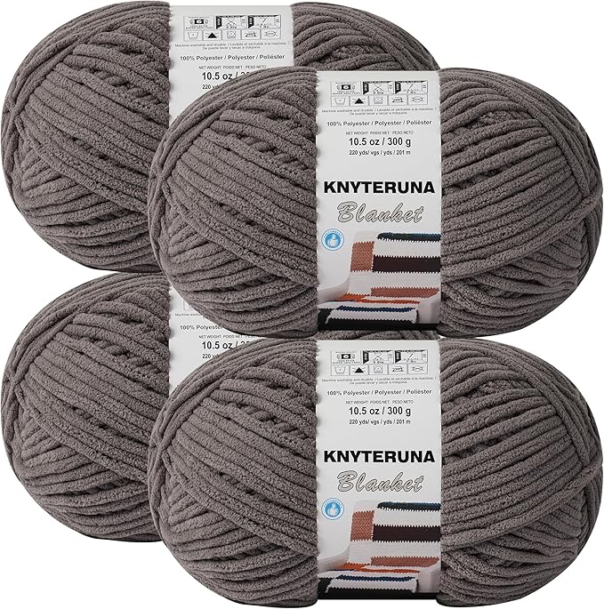 #6 Super Bulky Blanket Yarn for Crocheting - 4 Skeins(Each 10.5oz/300g, 220yds/201m), Chunky Chenille Thick Plush Big Soft Yarn for Crocheting Knitting Blankets, Sand