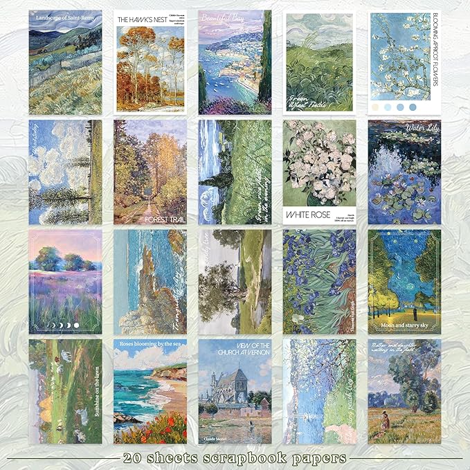 PRSTINCOL Oil Painting Sticker Book, 52 Sheets 500+ Scrapbook Stickers, Vintage Oil Painting Aesthetics Stickers for Adults and Teens, Junk Journal Supplies for Scrapbooking Journaling DIY