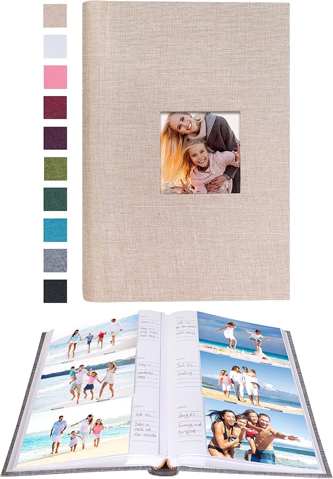 Mublalbum Photo Album 4x6 300 Photos Linen Cover with Memo Areas Photobook Pictures Book for Wedding Family Baby and Vacation (Beige)