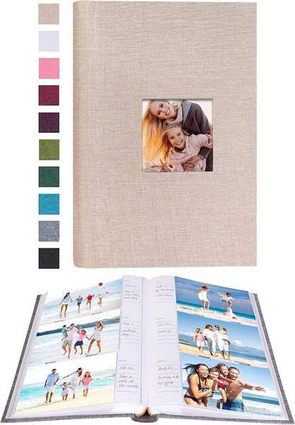 Mublalbum Photo Album 4x6 300 Photos Linen Cover with Memo Areas Photobook Pictures Book for Wedding Family Baby and Vacation (Beige)