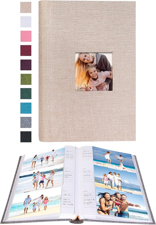 Mublalbum Photo Album 4x6 300 Photos Linen Cover with Memo Areas Photobook Pictures Book for Wedding Family Baby and Vacation (Beige)