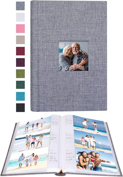 Mublalbum Photo Album 4x6 300 Photos Linen Cover with Memo Areas Photobook Pictures Book for Wedding Family Baby and Vacation (Gray)