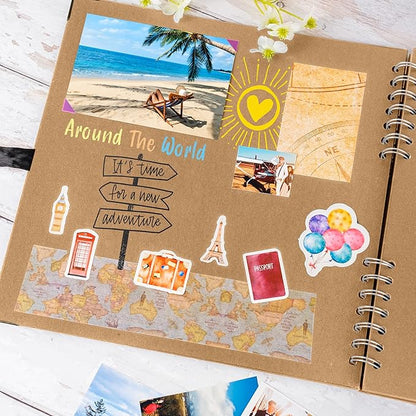 Bstorify Large Scrapbook, 11 x 11 inch, 40 Sheets (80 Pages) Brown Thick 200 GSM Kraft Paper, Memory Book, Ribbon Closure - Ideal for Your Scrapbooking, Art & Craft Projects