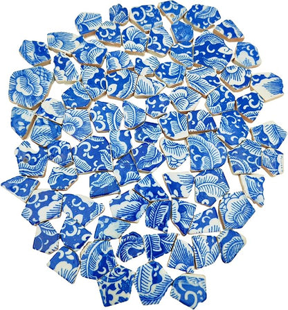 1.1 LB Porcelain Ceramic Mosaic Tiles,Broken Irregular Mosaic Tiles for DIY Craft Floor,Kitchen,Pool, Flower Pots Mosaic Making Supplies (Porcelain 08)