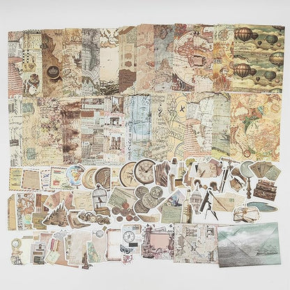 100 Pieces Vintage Scrapbook Supplies Ephemera Pack for Junk Journal Planners Scrapbooking Paper Stickers for Art Aesthetic Journaling Kit Collage Decoupage Album (Old Story)