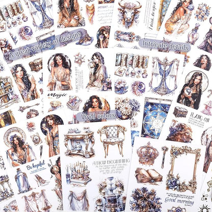 Astrology Sticker Book for Journaling, Pre-Cut Gorgeous Scrapbook Sticker for Adults Women, Transparent PET Washi Paper Materials for Collage Art, Card Making, Junk Journal