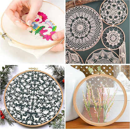 2 Pack 4'' Embroidery Hoop, Guofa 10CM Beech Wood Cross Stitch Hoops, Hanging Embroidery Frame Hoop for Decoration