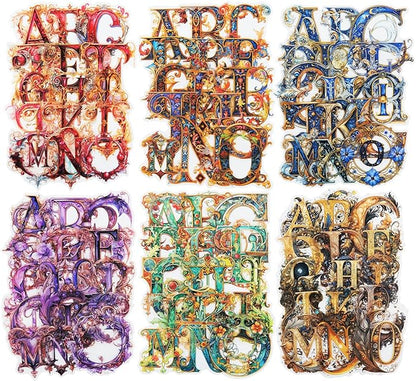 AuriicLeaf Baroque Alphabet Scrapbook Stickers Set, 156PCS Letters Ephemera for Scrapbooking, Junk Journaling, Crafting, DIY Projects, Diaries, and Art Supplies