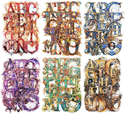 AuriicLeaf Baroque Alphabet Scrapbook Stickers Set, 156PCS Letters Ephemera for Scrapbooking, Junk Journaling, Crafting, DIY Projects, Diaries, and Art Supplies
