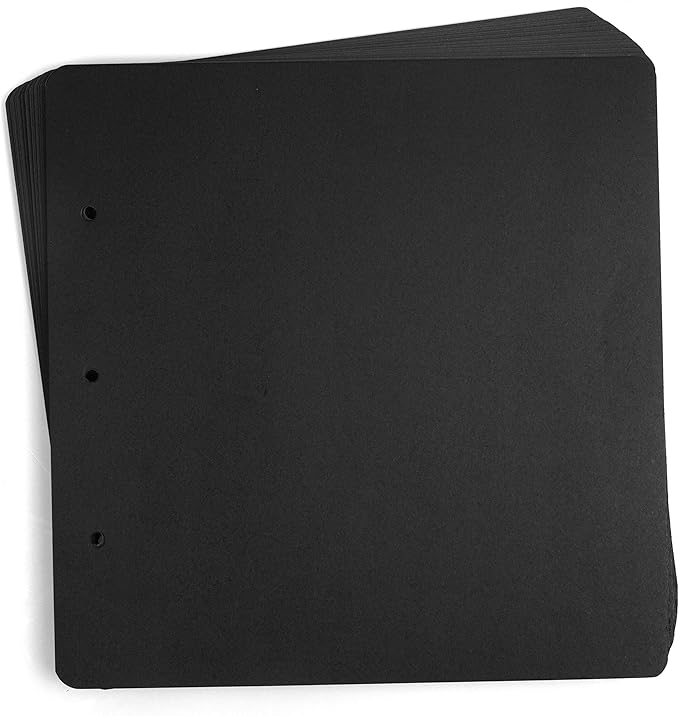 ADVcer 10 Sheets Double Sided 9.84 x 10.24 inch Refill Pages - Acid Free Additional Thick Craft Paper Cardboard for All Series ADVcer 10x10 Three-Ring Loose-Leaf Binder Photo Album Scrapbook (Black)