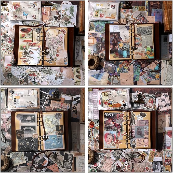 Draupnir 800pcs Vintage Junk Journal Supplies,Scrapbook Supplies Scrapbooking Paper and Stickers Ephemera for Art Aesthetic Journaling Kit Collage