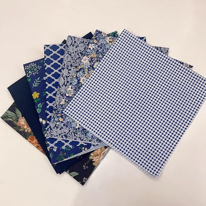 7Pcs 20" x 20" Cotton Fabric DIY Making Supplies Quilting Patchwork Fabric Fat Quarter Bundles DIY for Quilting Cotton Patchwork Cushions (Navy, 20" x 20")