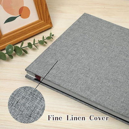 Spbapr Large Photo Album Self Adhesive Linen Cover Magnetic Scrapbook Album DIY Scrap Book 40 Black Sticky Pages for 4x6 5x7 8x10 10x12 Pictures with A Metal Pen