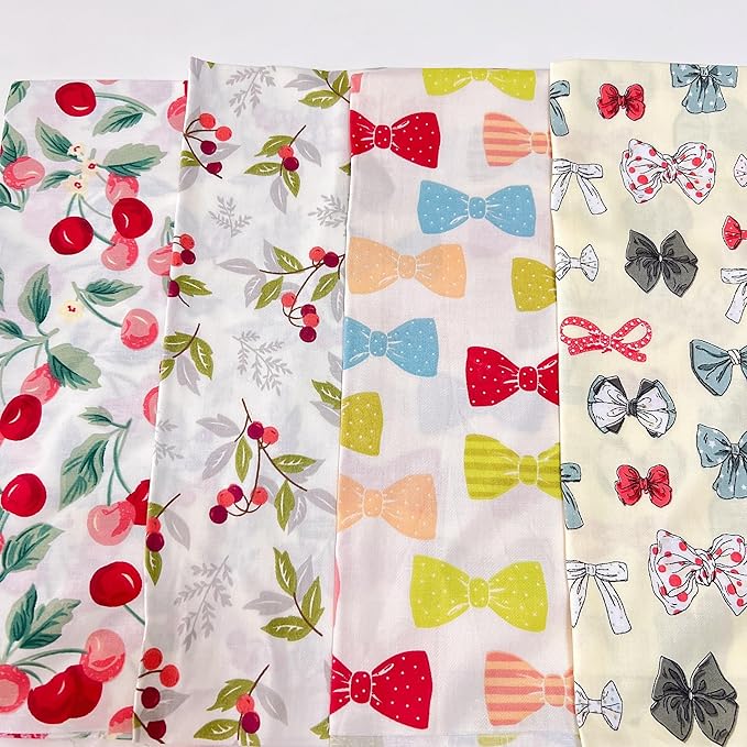 7Pcs 20" x 20" Cotton Fabric DIY Making Supplies Quilting Patchwork Fabric Fat Quarter Bundles DIY for Quilting Cotton Patchwork Cushions (Cherry, 20" x 20")