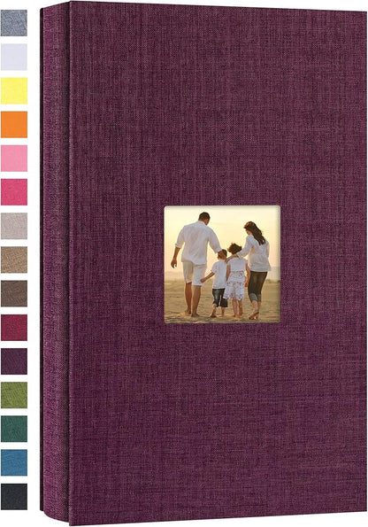 potricher Small Photo Album 4x6 300 Photos Linen Cover Picture Photo Book for Family Wedding Anniversary Baby Vacation (Purple,300 Pockets)