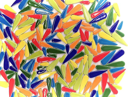 EDFLIFE Glazed Ceramic Tiles for Crafts, Tear Drop Porcelain Mosaic Tiles for Crafts, 1.1LB Leaf Petal Tiles for Mosaic Art Projects and Outdoor Decorations (Drop Mixed)…