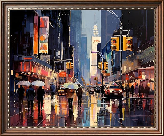 Leczany Cross Stitch Stamped Kit for Beginner - Urban Street Scenery | DIY Embroidery Starter Patterns Craft Kit Needlepoint for Adults | 11CT, 3 Strands | 16.5x14 inches