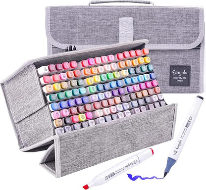 SANJOKI Art Markers 120 Colors Brush Tip Multicolor Pen Professional Marking Pen for Artist and Beginners
