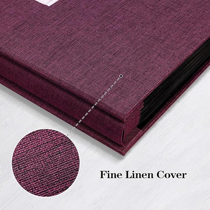 Mublalbum Small Photo Album 4x6 200 Photos Linen Cover Picture Book with Horizontal Pockets for Wedding Family Anniversary and Baby (Purple)