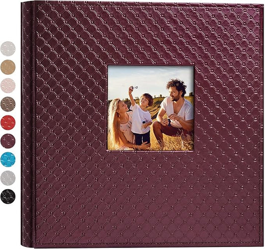 Mublalbum Leather Photo Album 4x6 600 Photos Large Capacity Picture Book with Horizontal and Vertical Pockets for Baby Wedding Anniversary and Family (Wine Red)