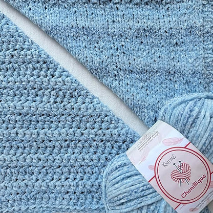 Chenillique Velvet Chenille Yarn for Crocheting, 4-Pack (856Yds / 400G), Free Patterns, Beginners Friendly - Soft Baby Yarn for Knitting Baby Blanket - #4 Medium Worsted Weight - Sky Bubbles